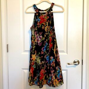 Betsey Johnson black floral swing trapeze mini dress